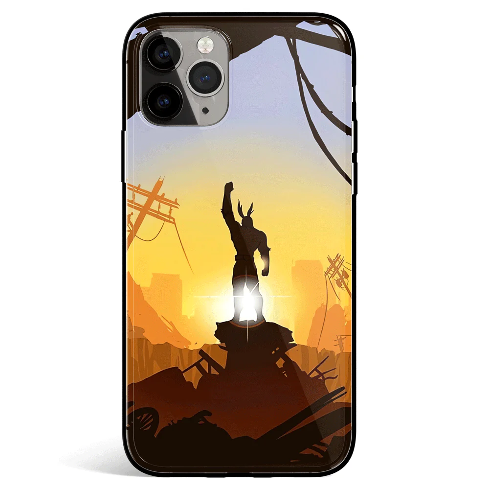 My Hero Academia All Might Tempered Glass Soft Silicone iPhone Case