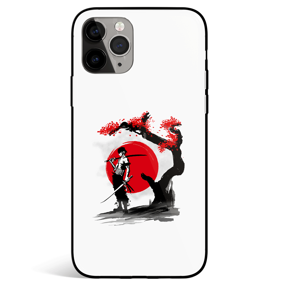 One Piece Zoro Ink Painting iPhone Tempered Glass Soft Silicone Phone Case