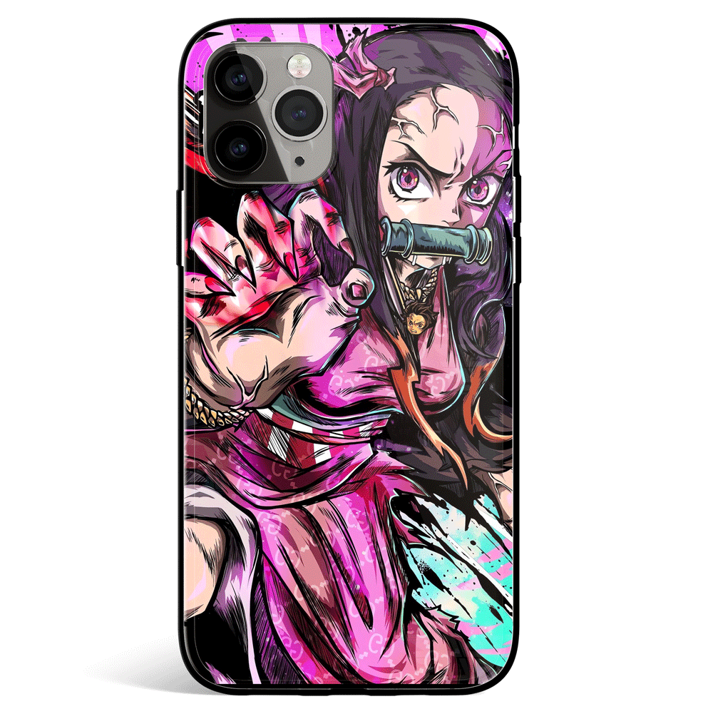 Demon Slayer Street Style Nezuko Tempered Glass Soft Silicone iPhone Case