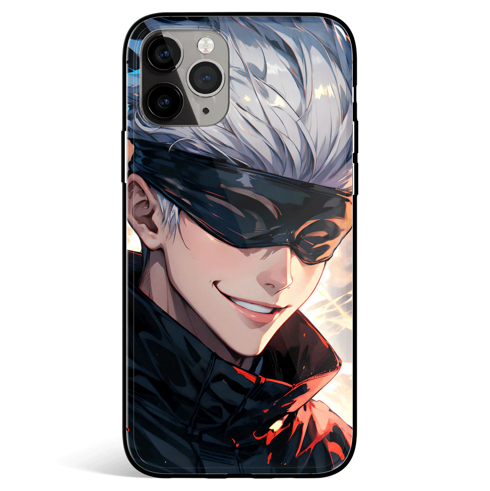 Jujutsu Kaisen Gojo Fanart 3 Tempered Glass Soft Silicone iPhone Case