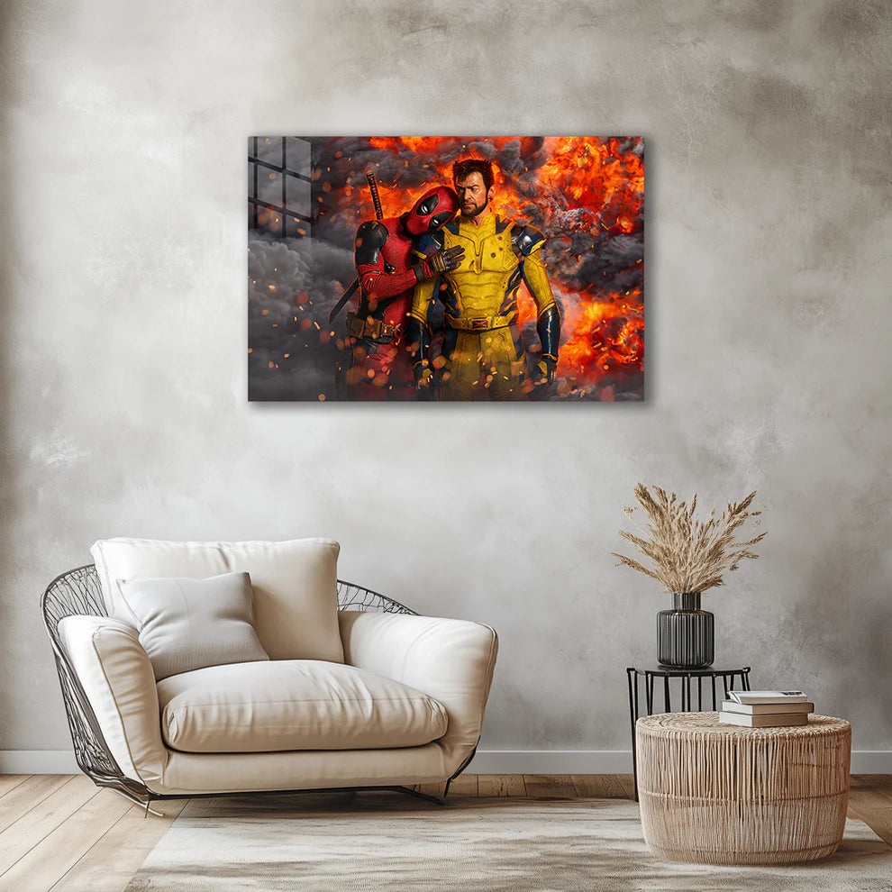 Deadpool & Wolverine Explosive Metal Poster – Action Duo Wall Art