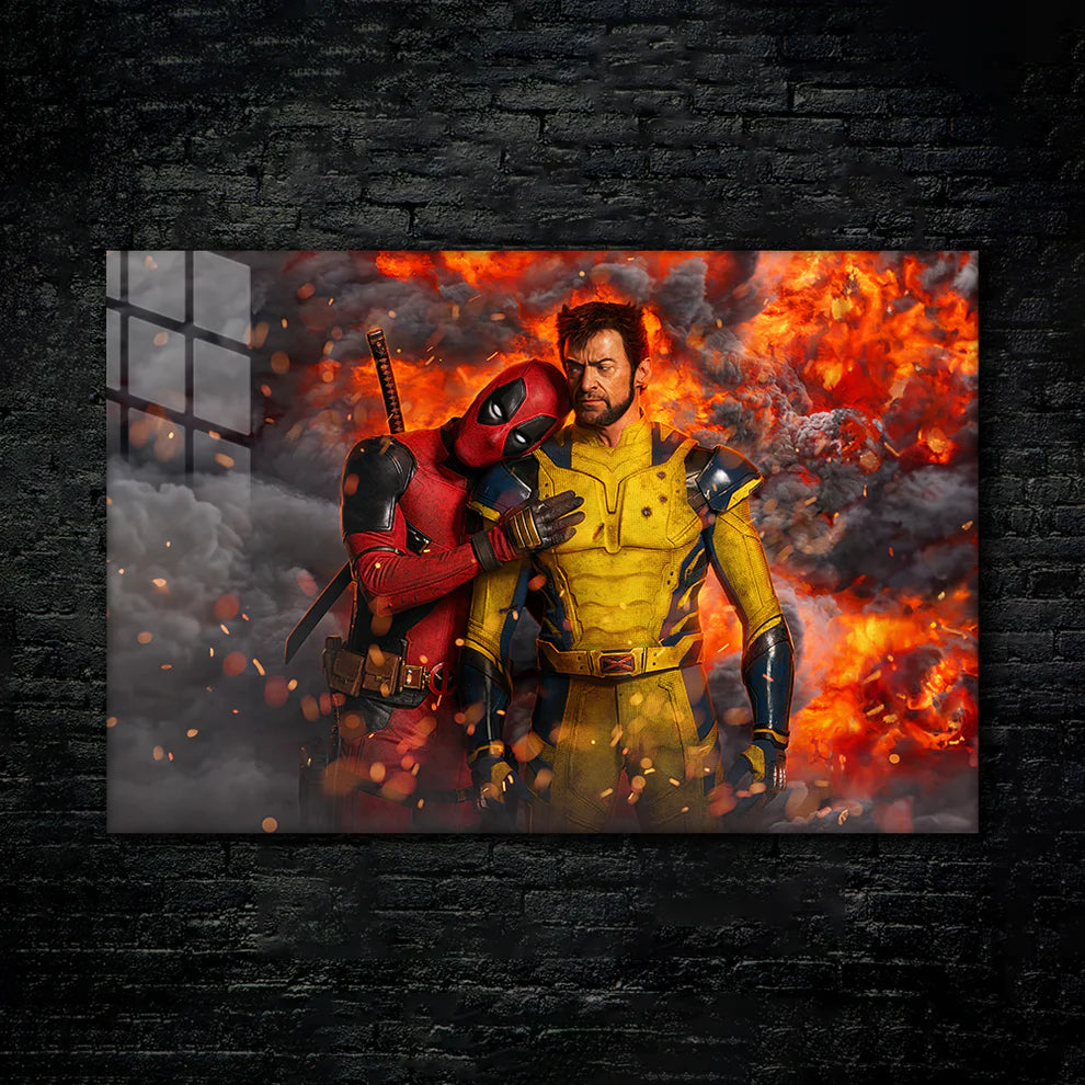 Deadpool & Wolverine Explosive Metal Poster – Action Duo Wall Art