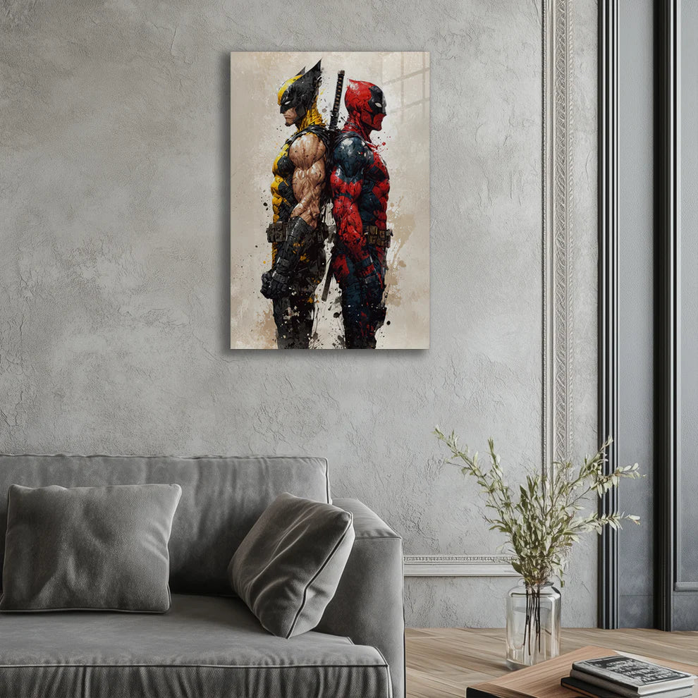 Wolverine & Deadpool: Back-to-Back Legends – Grunge Style Metal Print