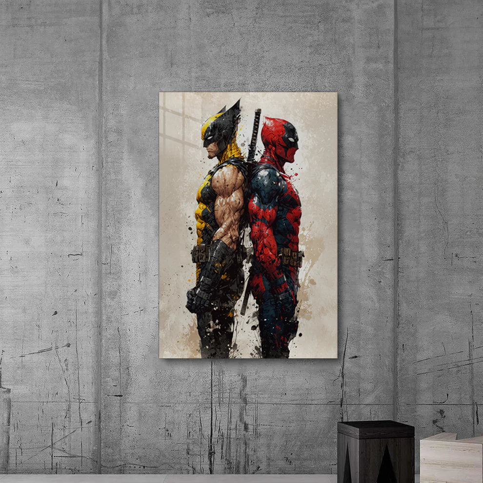 Wolverine & Deadpool: Back-to-Back Legends – Grunge Style Metal Print