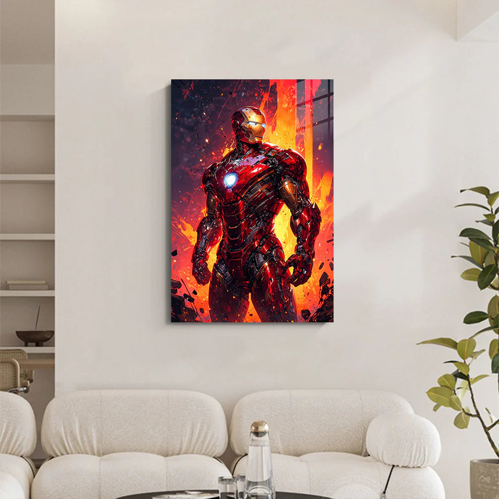 Iron Man Firestorm Metal Wall Poster – Legendary Hero Print