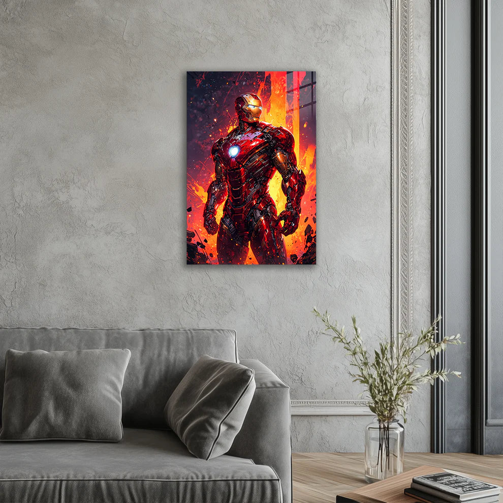 Iron Man Firestorm Metal Wall Poster – Legendary Hero Print
