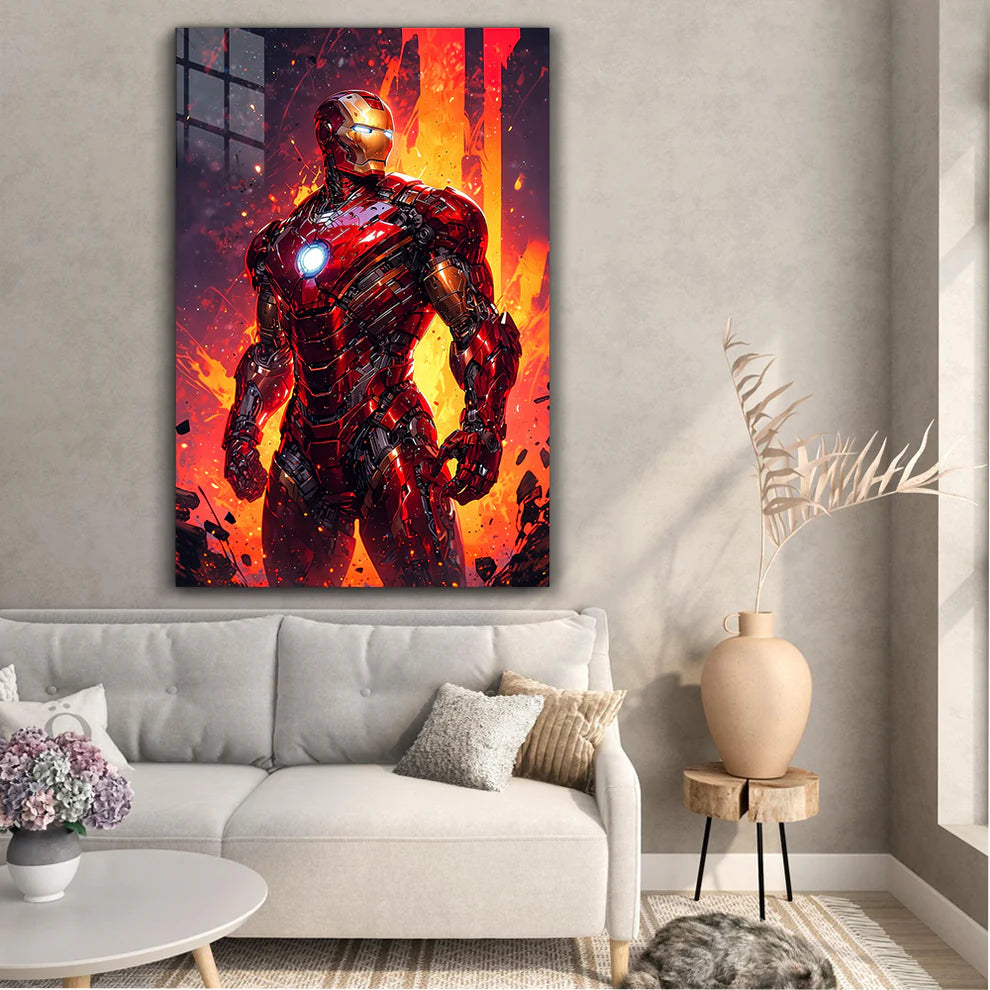 Iron Man Firestorm Metal Wall Poster – Legendary Hero Print