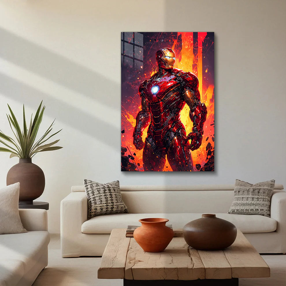 Iron Man Firestorm Metal Wall Poster – Legendary Hero Print