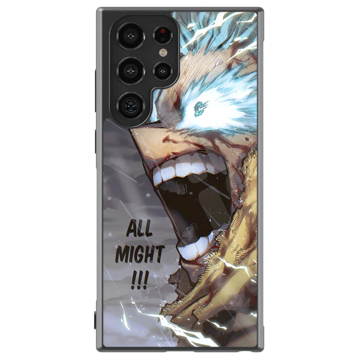 My Hero Academia All Might Tempered Glass Tough Soft Silicone Samsung Case