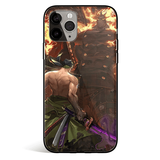 One Piece Zoro vs King iPhone Tempered Glass Soft Silicone Phone Case