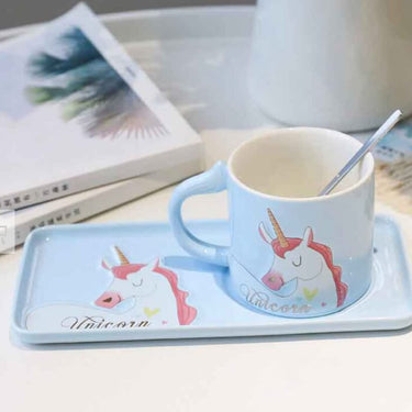 Unicorn Ceramic Coffee Mug with Tray/Saucer