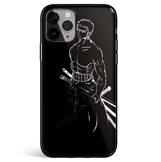 One Piece Zoro Sketches iPhone Tempered Glass Soft Silicone Phone Case