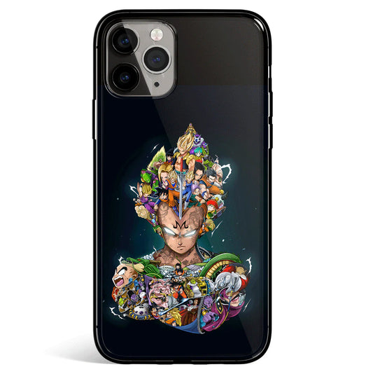 Dragon Ball Whole Life of Vegeta iPhone Tempered Glass Soft Silicone Phone Case