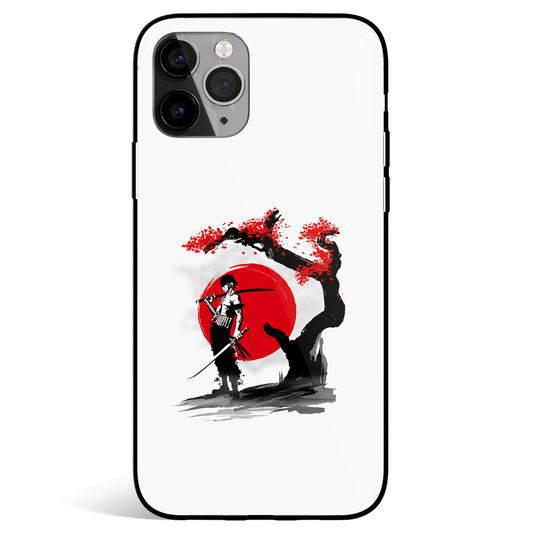 One Piece Zoro Ink Painting iPhone Tempered Glass Soft Silicone Phone Case