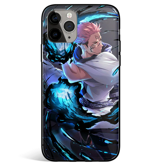 Jujutsu Kaisen Sukuna Fire Ability Tempered Glass Soft Silicone iPhone Case
