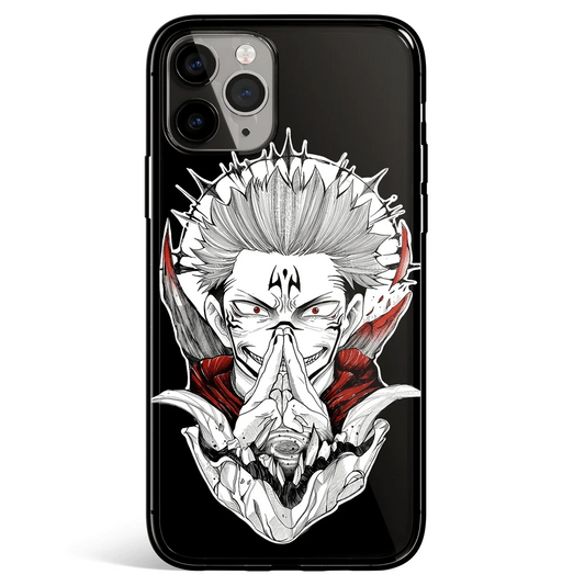 Jujutsu Kaisen Sukuna Malevolent Shrine One Tempered Glass Soft Silicone iPhone Case