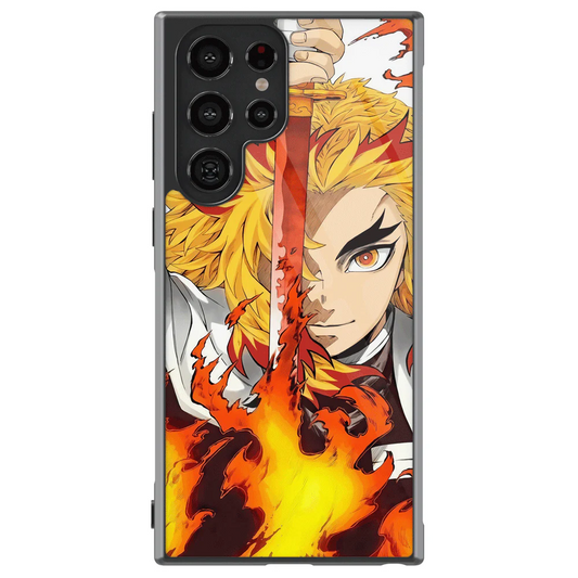 Demon Slayer Kyojuro Rengoku Flame Hashira Tempered Glass Tough Samsung Case