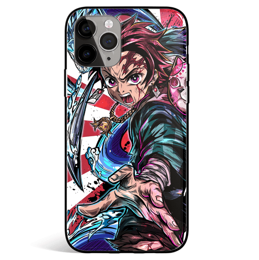 Demon Slayer Fury Tanjiro Kamado Tempered Glass Soft Silicone iPhone Case