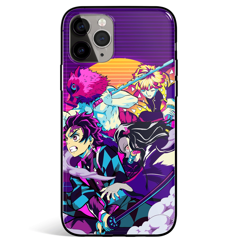 Demon Slayer Tanjiro Inosuke Zenitsu Tempered Glass Soft Silicone iPhone Case