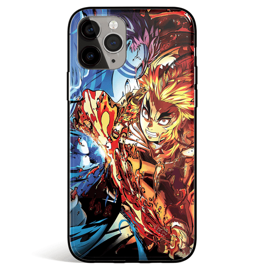 Demon Slayer Kyojuro Battle on the Infinite Train Tempered Glass Soft Silicone iPhone Case