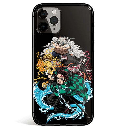 Demon Slayer Tanjiro Inosuke Zenitsu Nezuko Tempered Glass Soft Silicone iPhone Case