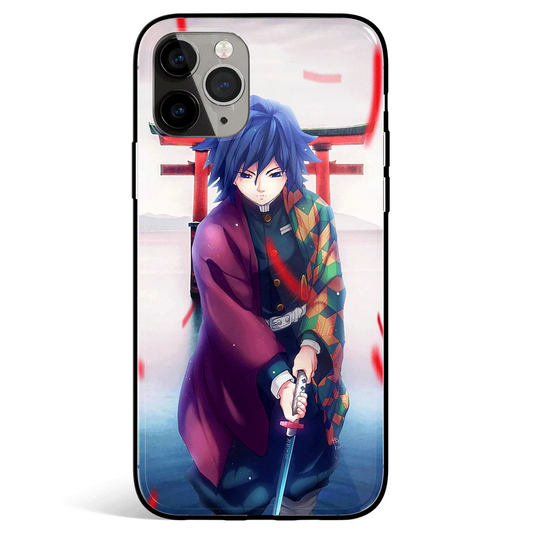Demon Slayer Giyu Tomioka Master Swordsman Tempered Glass Soft Silicone iPhone Case