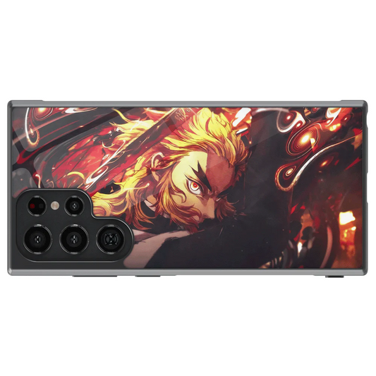 Demon Slayer Kyojuro Flame Breathing Ninth Form Rengoku Tempered Glass Tough Samsung Case