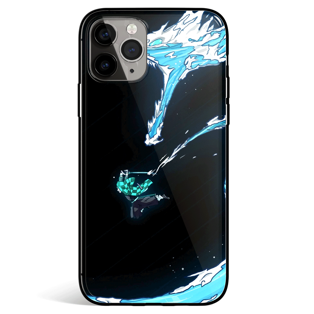 Demon Slayer Tanjiro Water One Hashira Tempered Glass Soft Silicone iPhone Case