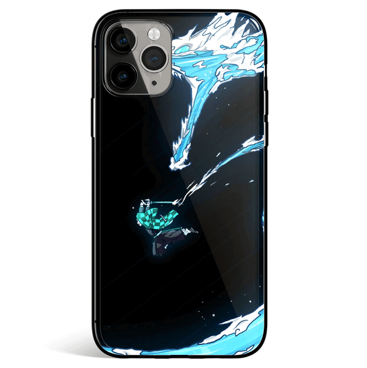 Demon Slayer Tanjiro Water One Hashira Tempered Glass Soft Silicone iPhone Case