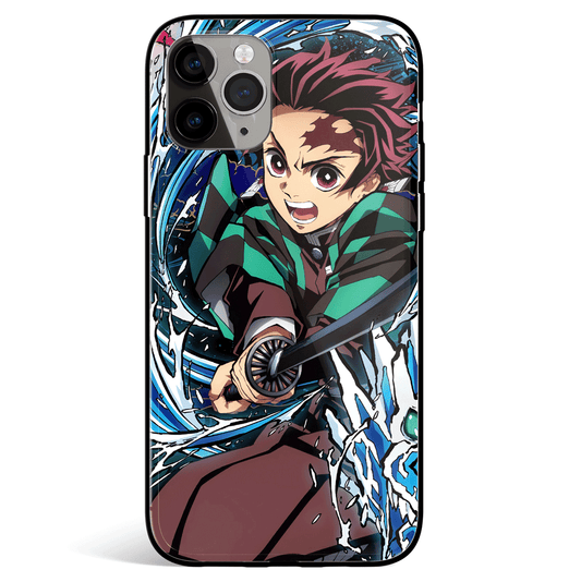 Demon Slayer Tanjiro Water Two Hashira Tempered Glass Soft Silicone iPhone Case