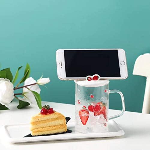 3D Juice Glass Mug with Spoon and Ceramic Mobile Stand