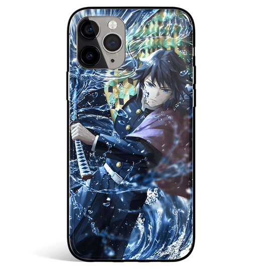 Demon Slayer Giyu Tomioka 2 Tempered Glass Soft Silicone iPhone Case