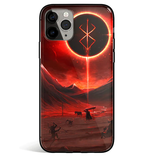 Berserk Demon Mark Tempered Glass Soft Silicone iPhone Case