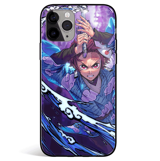 Demon Slayer Water Breathing Tanjiro Tempered Glass Soft Silicone iPhone Case