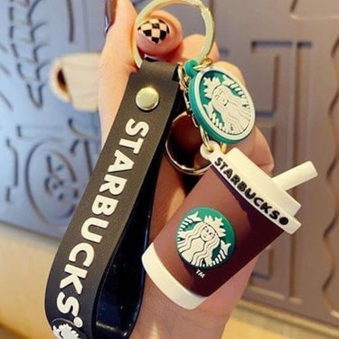 Starbucks Brown Glass 3D Keychain  (12 Pieces in Packet)