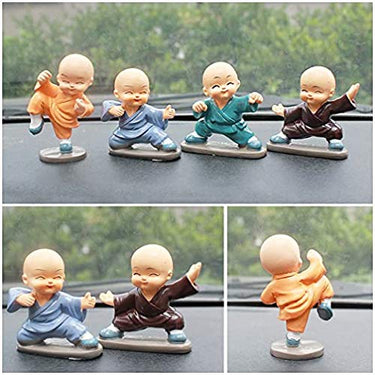 Little Cute Fengshui 4 Small Karate Monk Buddha Resin Idol