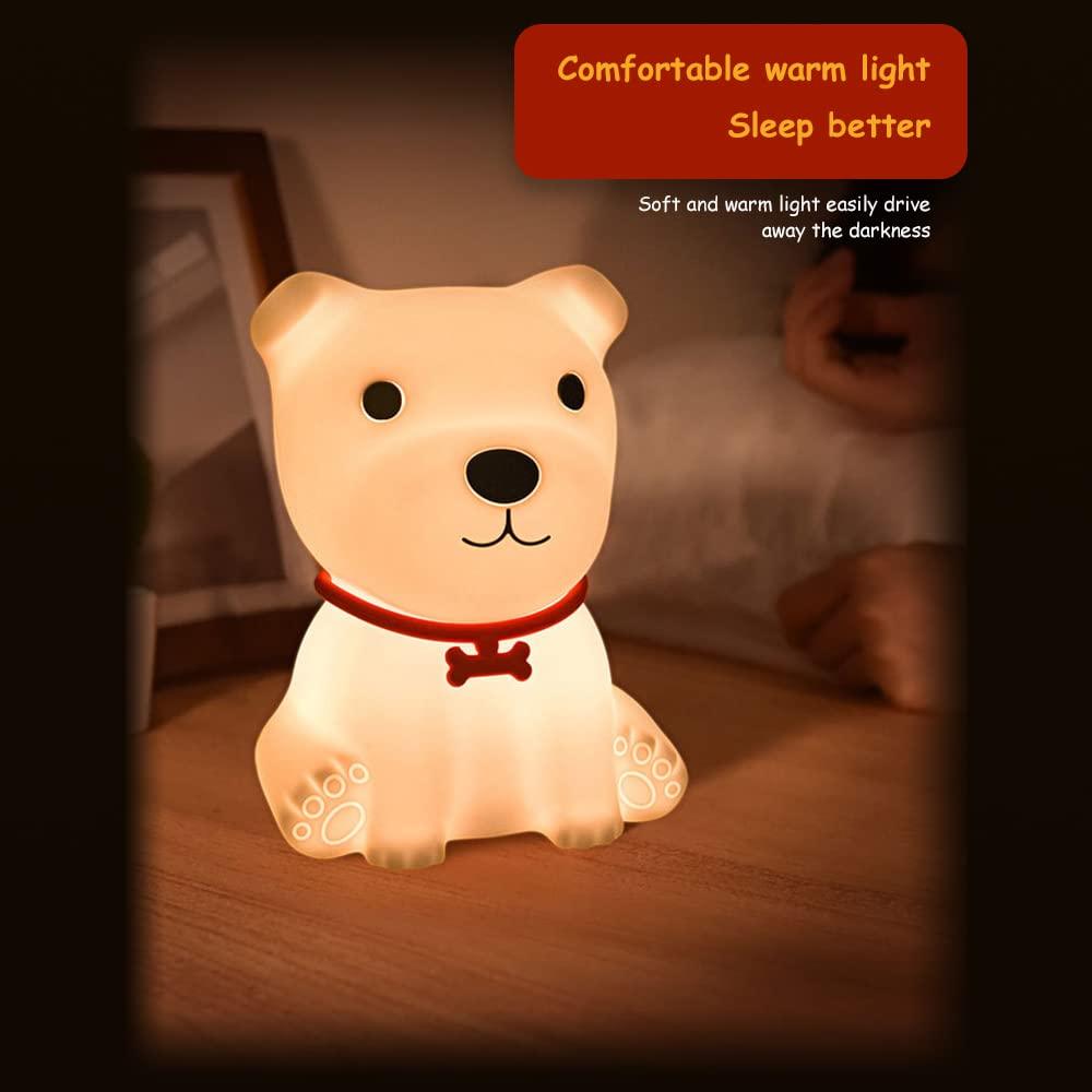 Cute Puppy Night Light Silicone Rechargeable Portable Lamp