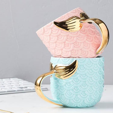 Mermaid Coffee Mug with Gold Handle Creative Ceramic Mug
