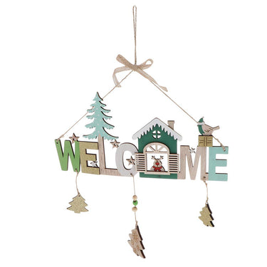 wooden christmas welcome hanging plaque wall door decors xmas tree