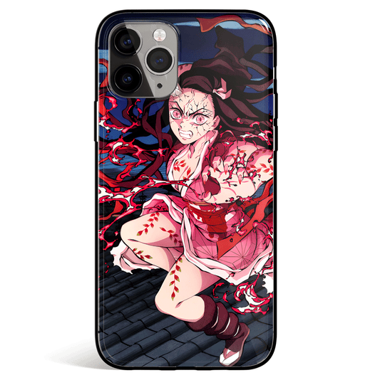 Demon Slayer Nezuko Demon Form Tempered Glass Soft Silicone iPhone Case