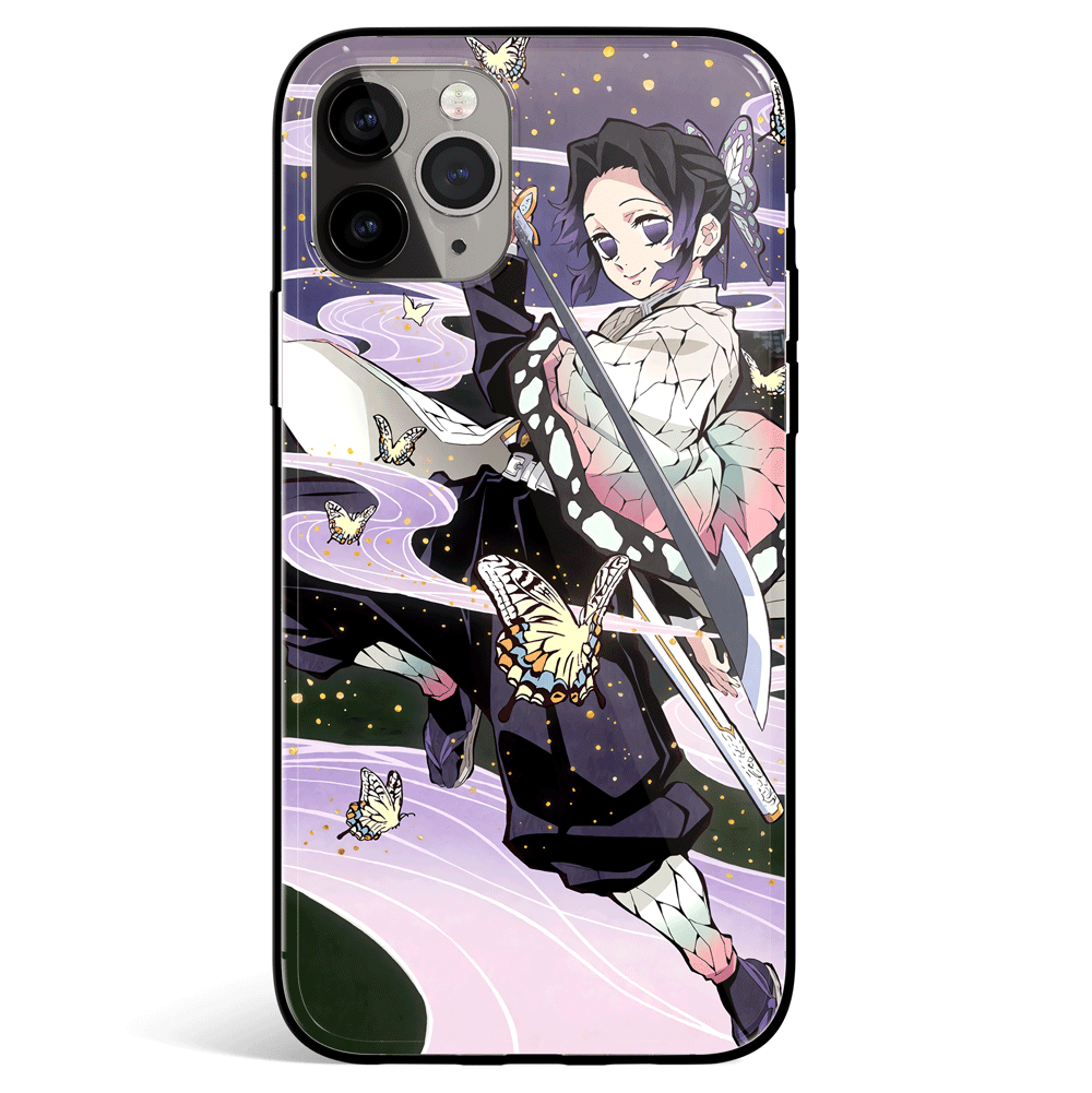 Demon Slayer Shinobu Tempered Glass Soft Silicone iPhone Case