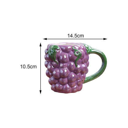 Grapes Ceramic Fruit Shape Glazed Ceramic Coffee Mug  (450 ml)