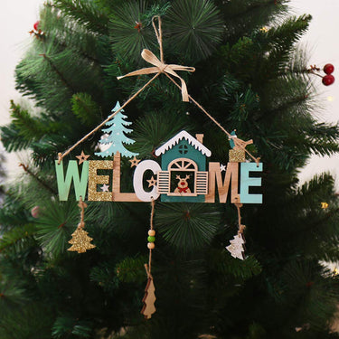 wooden christmas welcome hanging plaque wall door decors xmas tree