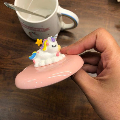 Unicorn Coffee Mug with Lid & Spoon (400 ml)