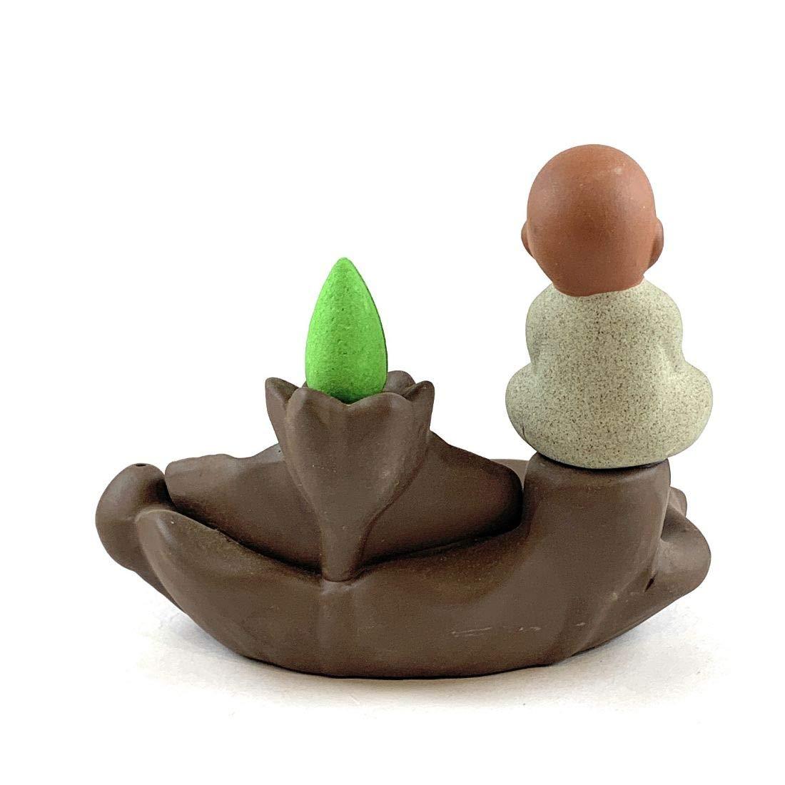 Ceramic Smoke Fountain (11 x 12 x 8 cm, Brown)