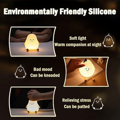 Silicone Pear LED Night light Lamp, Cute Funny Fruit Led Night Light with Legs, 7 Color Changing Light for Bedroom Gift for Christmas,  Halloween Party.