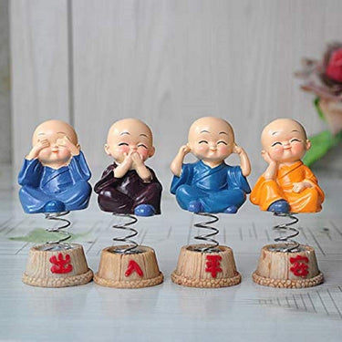 Resin Little Monk Doll Decoration, 4Pcs