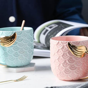 Mermaid Coffee Mug with Gold Handle Creative Ceramic Mug