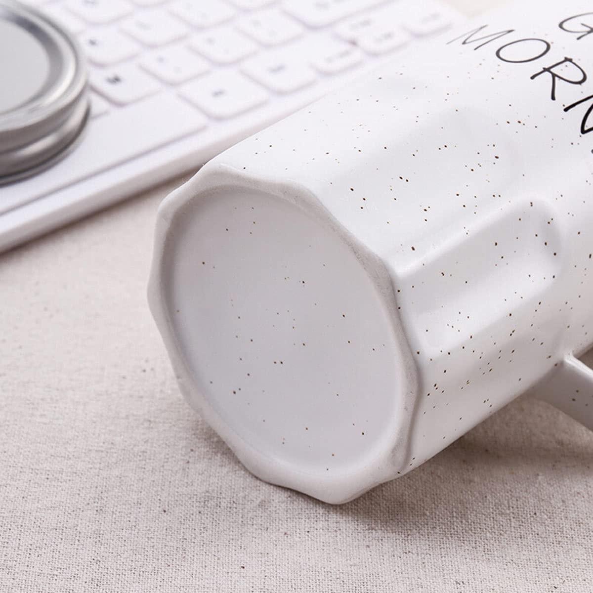 Good Morning Printed Ceramic Mug with Stainless Steel Straw