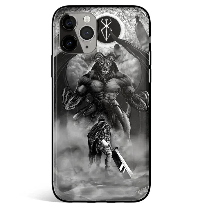 Berserk Guts vs Zodd Tempered Glass Soft Silicone iPhone Case
